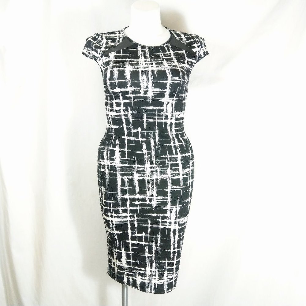 Vfemage Black Dress w/ White Pattern EUC
